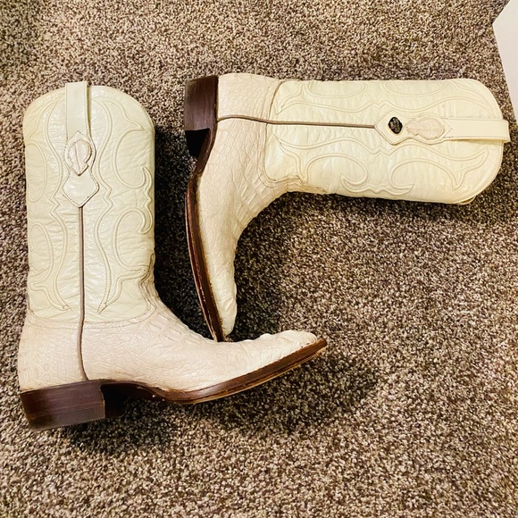 EUC Winter White Hornback Caiman/Leather Los Altos Cowgirl Boots - Picture 11 of 17